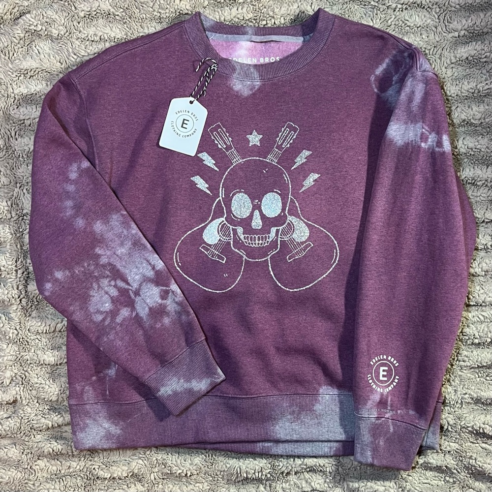 Hand Dyed Distressed Skull Sweater Purple Country Rock One of a Kind